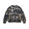 Jersey de cuello redondo con estampado de pancarta de ADG, azul marino