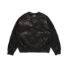 Jersey de cuello redondo con estampado de pancarta de ADG, negro