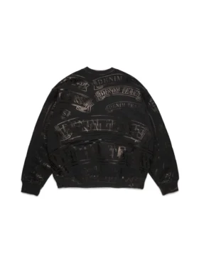 Jersey de cuello redondo con estampado de pancarta de ADG, negro