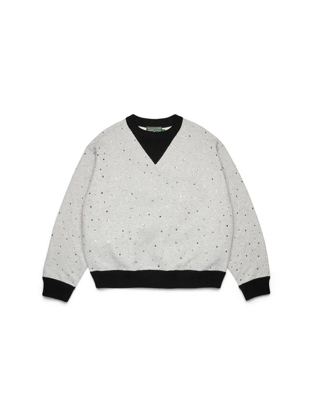 Jersey de punto con cuello redondo «Crystal», negro