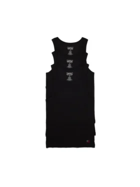 Pack de 3 camisetas sin mangas acanaladas con bandera DT, negro