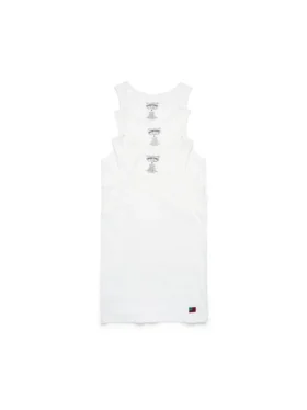 Pack de 3 camisetas sin mangas acanaladas DT Flag, color blanco