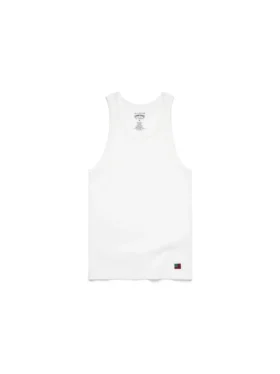 Pack de 3 camisetas sin mangas acanaladas DT Flag, color blanco