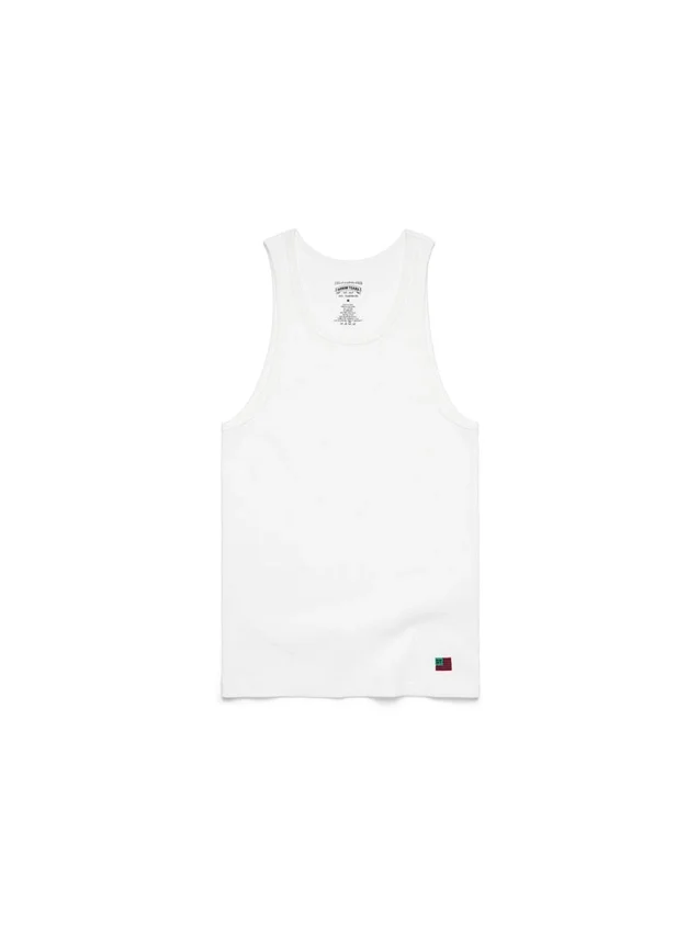 Pack de 3 camisetas sin mangas acanaladas DT Flag, color blanco