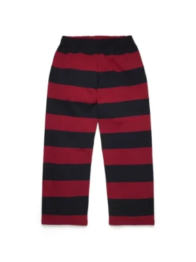 Pantalón de chándal a rayas con escudo y bajo abierto, rojo/azul marino