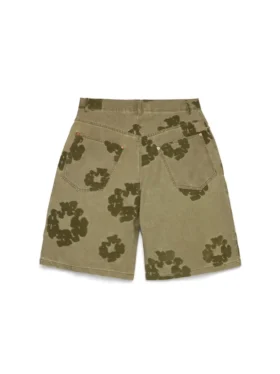 Pantalones cortos «Cotton Wreath» con estampado flocado, color caqui