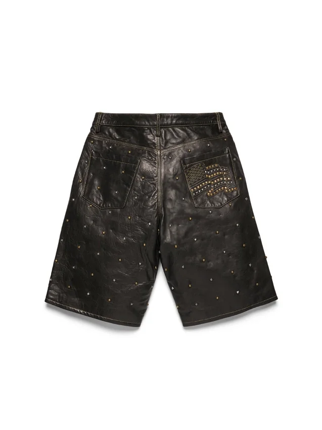 Pantalones cortos de cuero con tachuelas «Libertas»