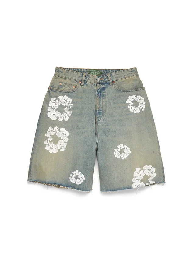 Pantalones cortos Denim «Cotton Wreath» con lavado sucio