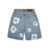 Pantalones cortos Denim Cotton Wreath de algodón con estampado de corona, lavado claro