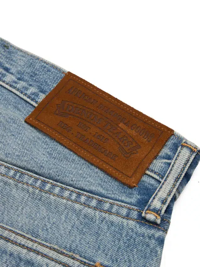 Pantalones cortos Denim Cotton Wreath de algodón con estampado de corona, lavado claro