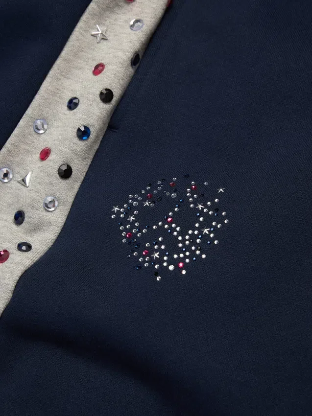 Pantalones de chándal Denim U con pedrería, azul marino