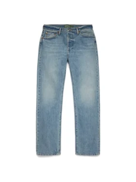 Pantalones de Denim rectos de lavado claro