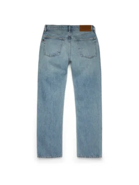 Pantalones de Denim rectos de lavado claro