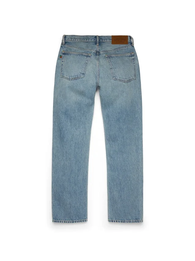 Pantalones de Denim rectos de lavado claro