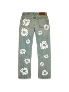 Pantalones Denim rectos «Cotton Wreath» con lavado sucio