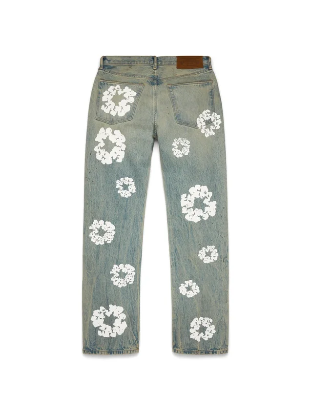 Pantalones Denim rectos «Cotton Wreath» con lavado sucio