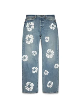 Pantalones holgados de Denim con Cotton Wreath, lavado claro