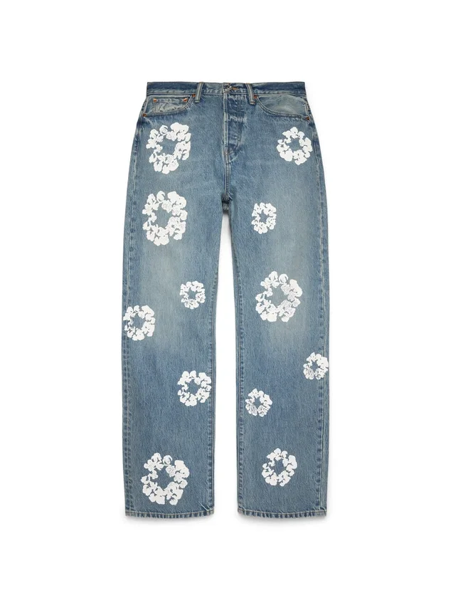 Pantalones holgados de Denim con Cotton Wreath, lavado claro