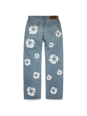 Pantalones holgados de Denim con Cotton Wreath, lavado claro