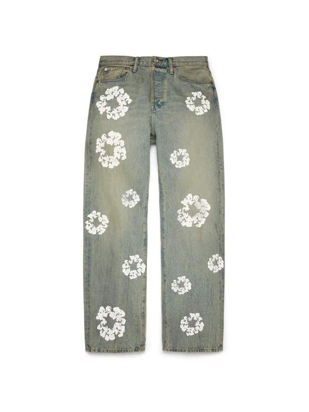 Pantalones holgados de Denim «Cotton Wreath» con lavado sucio