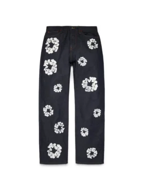 Pantalones holgados de Denim «Cotton Wreath» con ribete