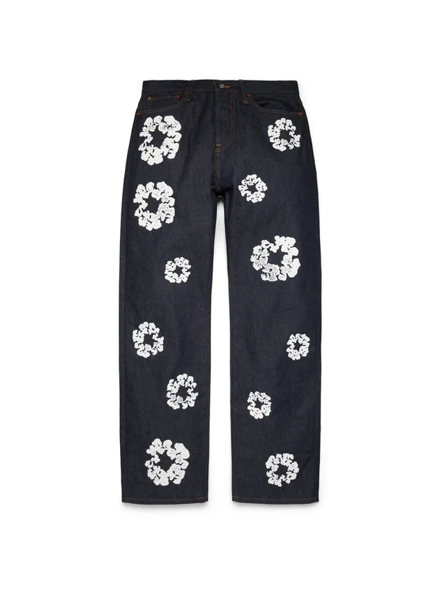 Pantalones holgados de Denim «Cotton Wreath» con ribete