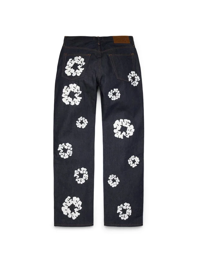 Pantalones holgados de Denim «Cotton Wreath» con ribete