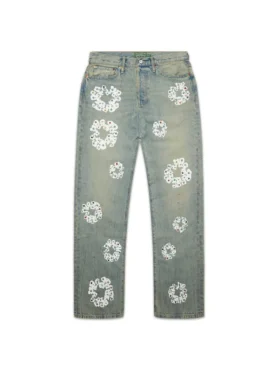 Pantalones holgados de Denim «Cotton Wreath» con tachuelas, lavado sucio
