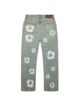 Pantalones holgados de Denim «Cotton Wreath» con tachuelas, lavado sucio