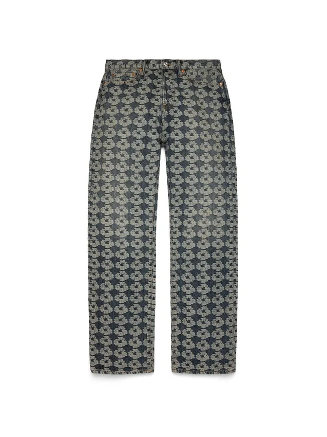 Pantalones holgados de Denim Jacquard Wreath