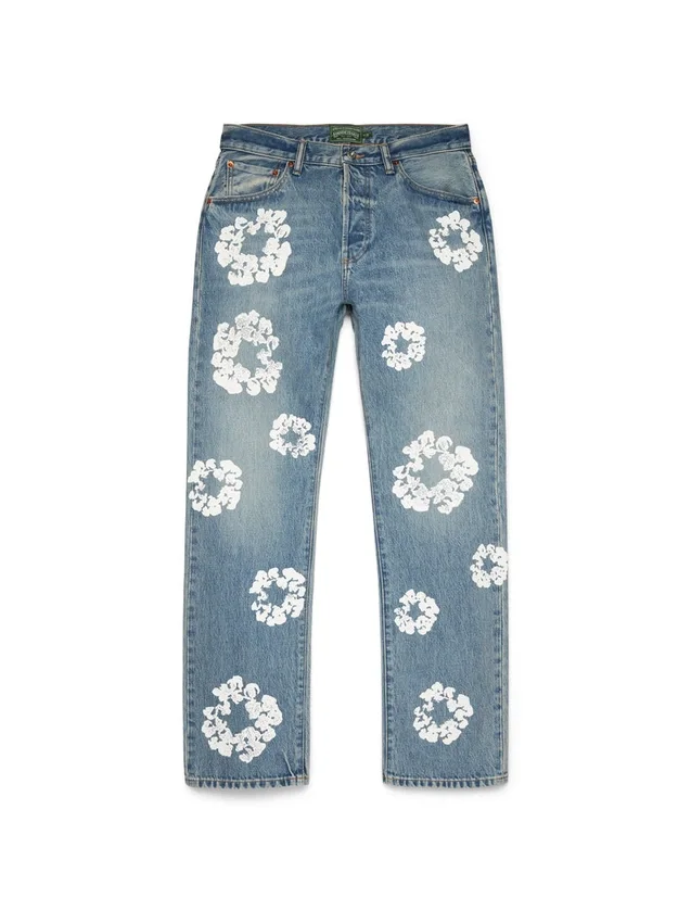 Pantalones rectos de Denim «Cotton Wreath» con lavado claro