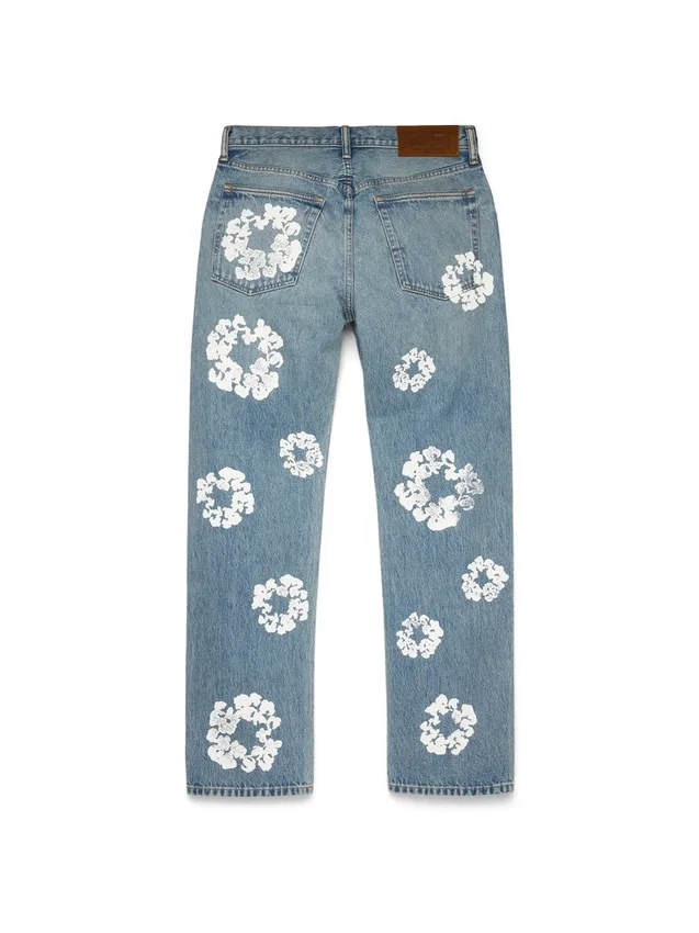 Pantalones rectos de Denim «Cotton Wreath» con lavado claro