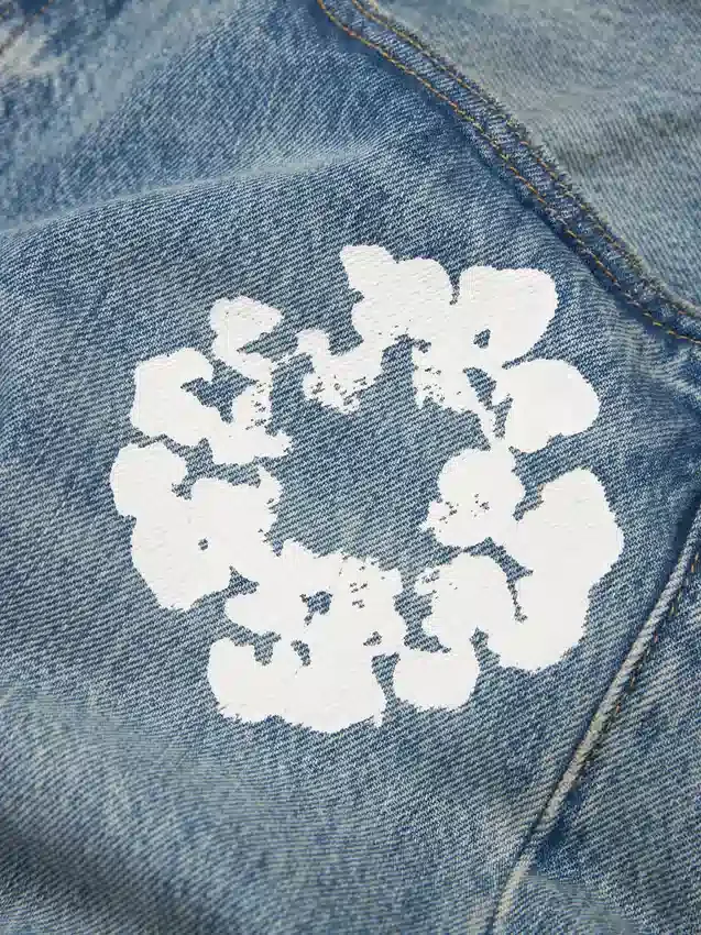Pantalones rectos de Denim «Cotton Wreath» con lavado claro