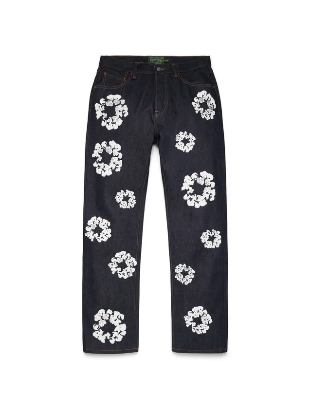 Pantalones vaqueros rectos de Denim «Cotton Wreath» con ribete