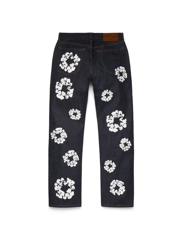 Pantalones vaqueros rectos de Denim «Cotton Wreath» con ribete
