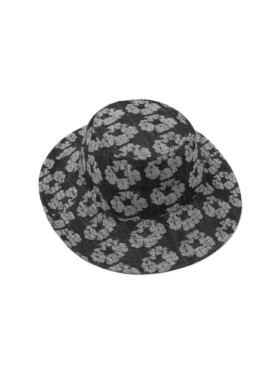 Sombrero de pescador con diseño Jacquard Wreath, lavado en negro