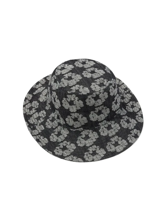 Sombrero de pescador con diseño Jacquard Wreath, lavado en negro