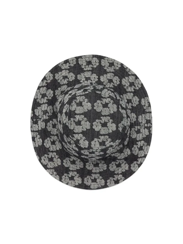 Sombrero de pescador con diseño Jacquard Wreath, lavado en negro