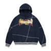 Sudadera con capucha DT Virginia con costura overlock azul marino