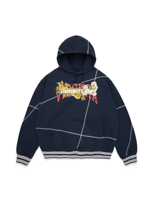 Sudadera con capucha DT Virginia con costura overlock azul marino