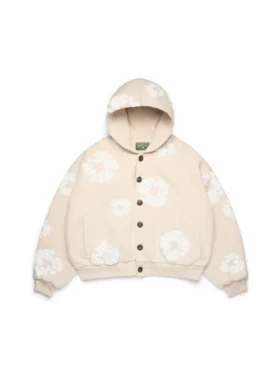 Sudadera con capucha y cardigan «Cotton Wreath» en color avena
