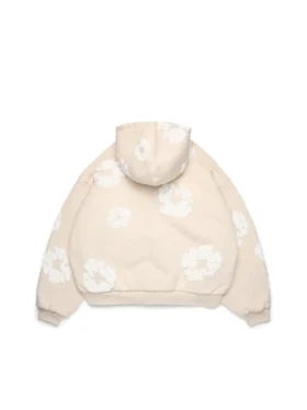 Sudadera con capucha y cardigan «Cotton Wreath» en color avena