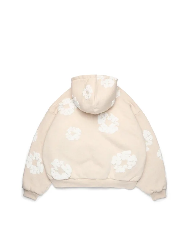 Sudadera con capucha y cardigan «Cotton Wreath» en color avena