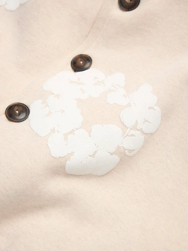 Sudadera con capucha y cardigan «Cotton Wreath» en color avena