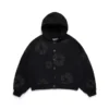 Sudadera con capucha y cardigan «Cotton Wreath» en negro