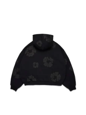 Sudadera con capucha y cardigan «Cotton Wreath» en negro