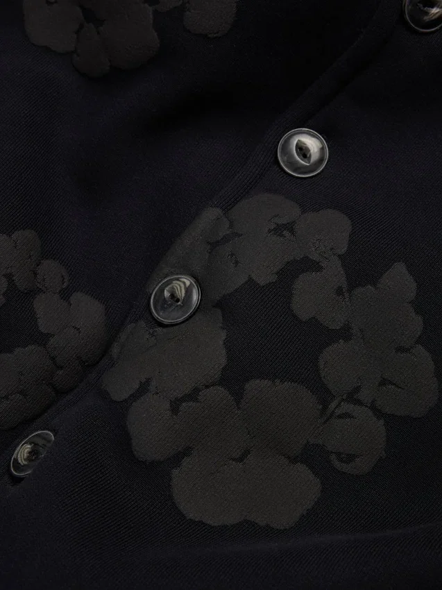 Sudadera con capucha y cardigan «Cotton Wreath» en negro