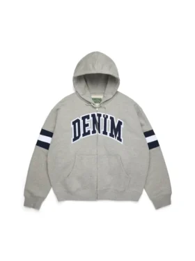 Sudadera con capucha y cremallera a rayas DT, gris