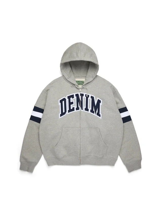 Sudadera con capucha y cremallera a rayas DT, gris