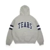 Sudadera con capucha y cremallera a rayas DT, gris